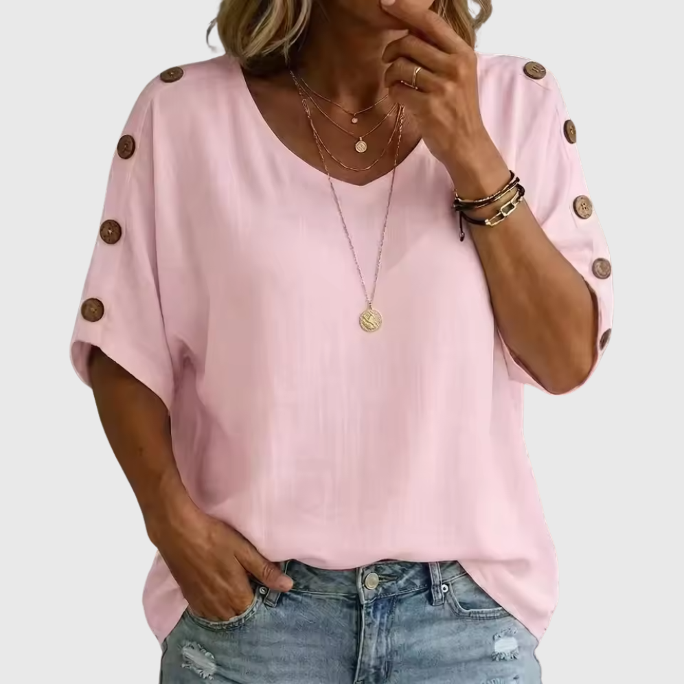 Bellie | Uvolněné tričko pro pocit pohody s knoflíkovou légou