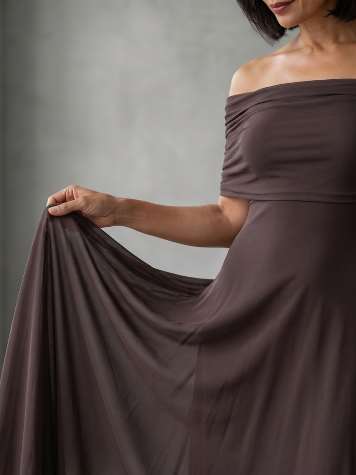 Juni | Off-shoulder drapované midi šaty