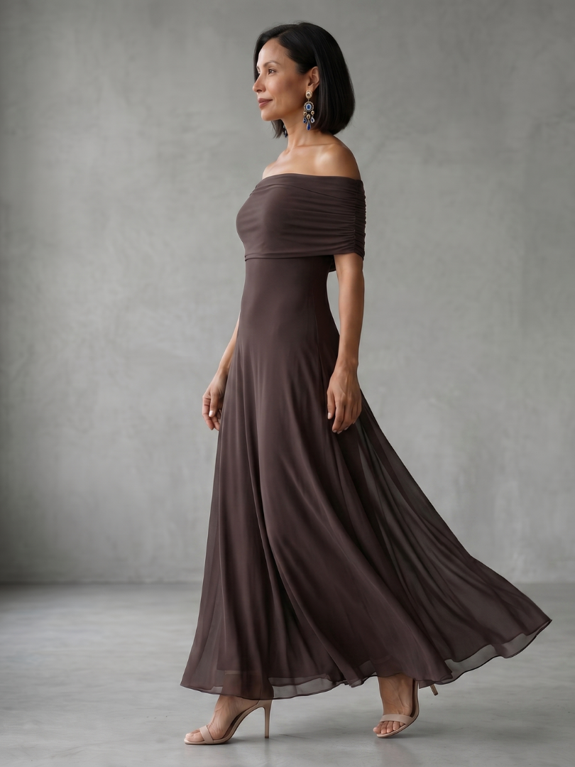 Juni | Off-shoulder drapované midi šaty