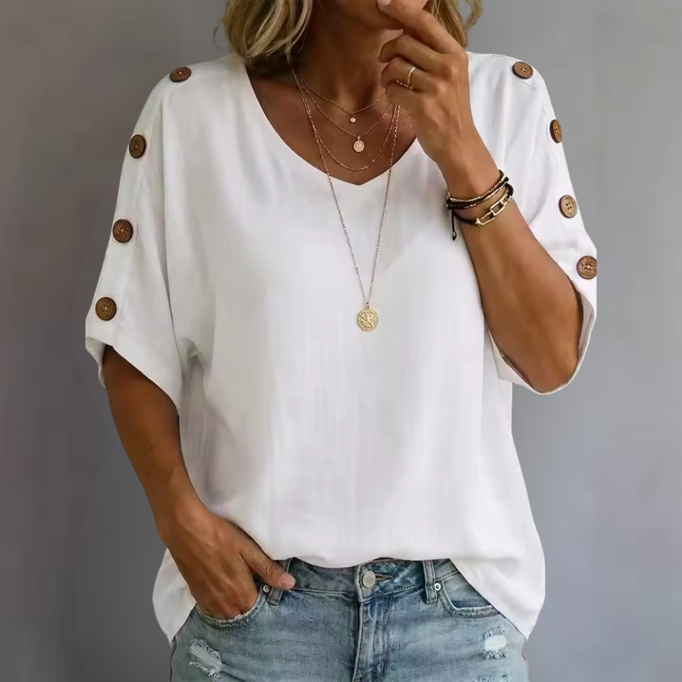 Bellie | Uvolněné tričko pro pocit pohody s knoflíkovou légou