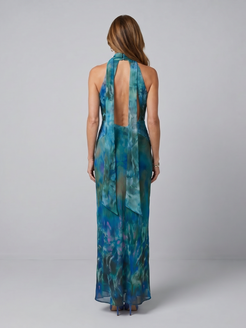 Juniper | Maxi šaty s halter výstřihem a keyhole detailem