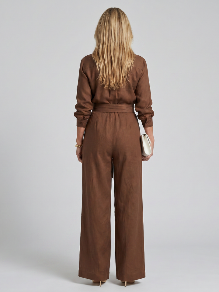 Jovie | Jumpsuit s dlouhým rukávem, knoflíky a širokými nohavicemi
