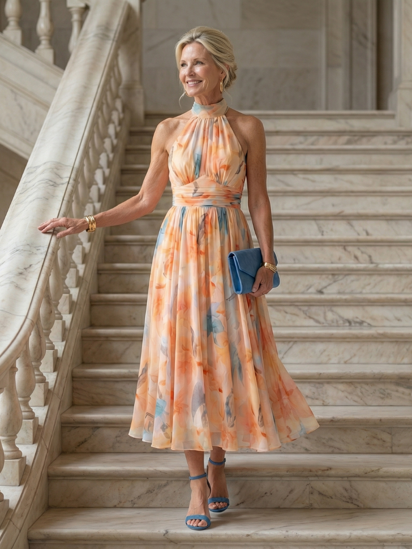 Elin | Jemné halter midi šaty