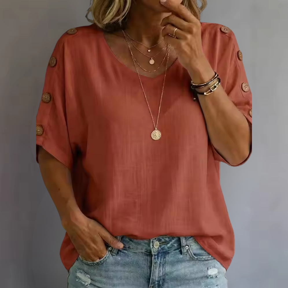Bellie | Uvolněné tričko pro pocit pohody s knoflíkovou légou