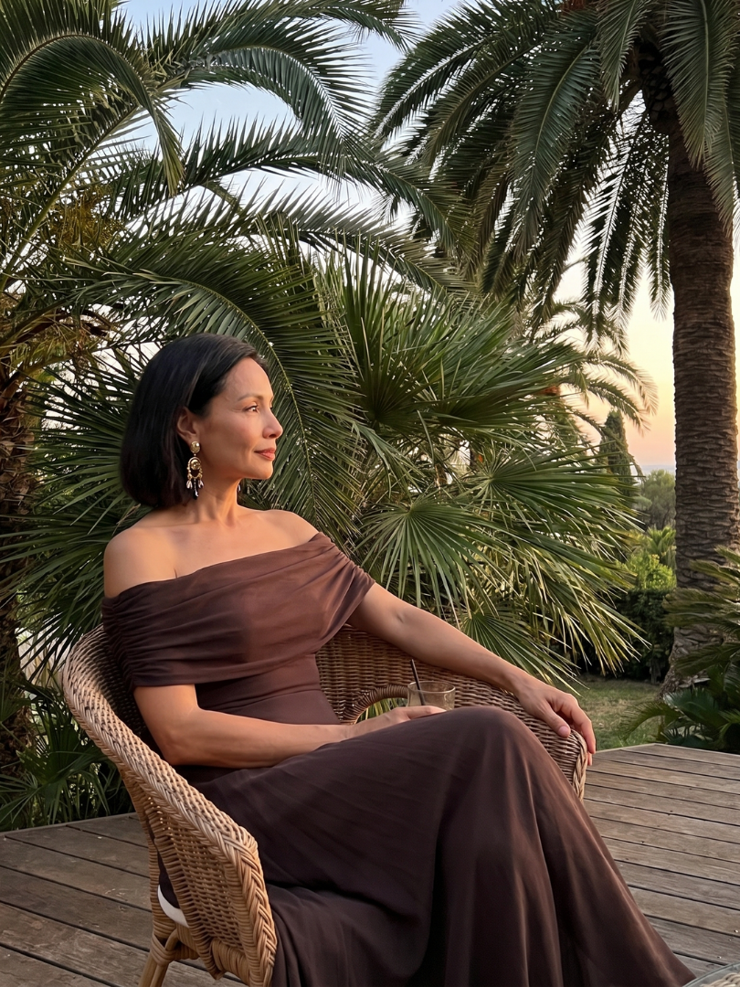 Juni | Off-shoulder drapované midi šaty