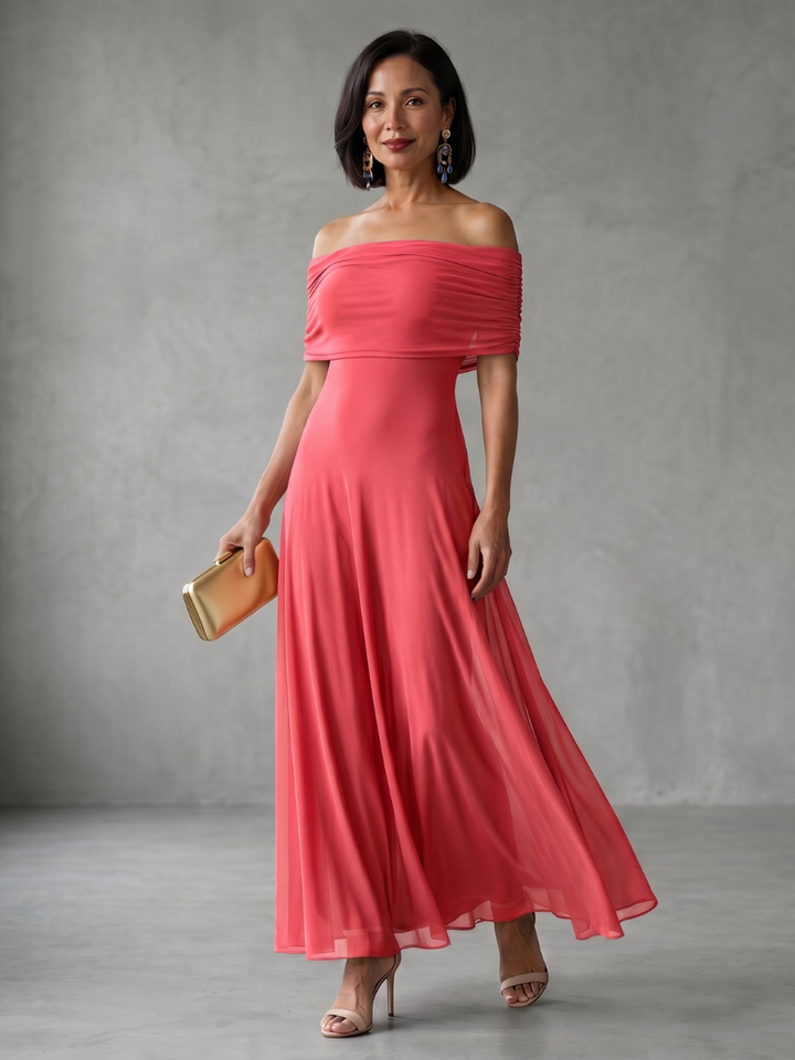 Juni | Off-shoulder drapované midi šaty