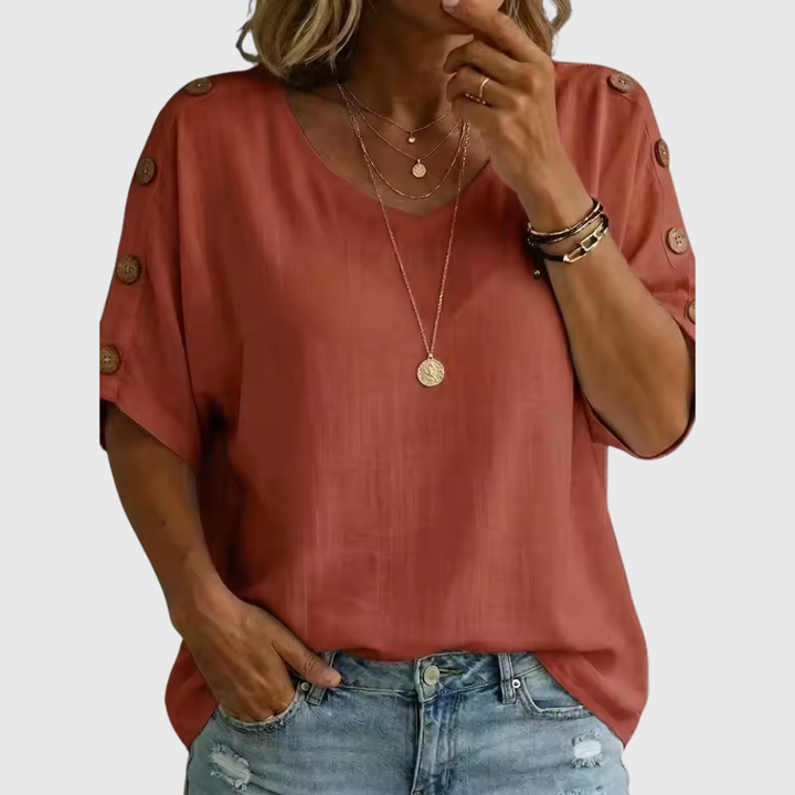 Bellie | Uvolněné tričko pro pocit pohody s knoflíkovou légou