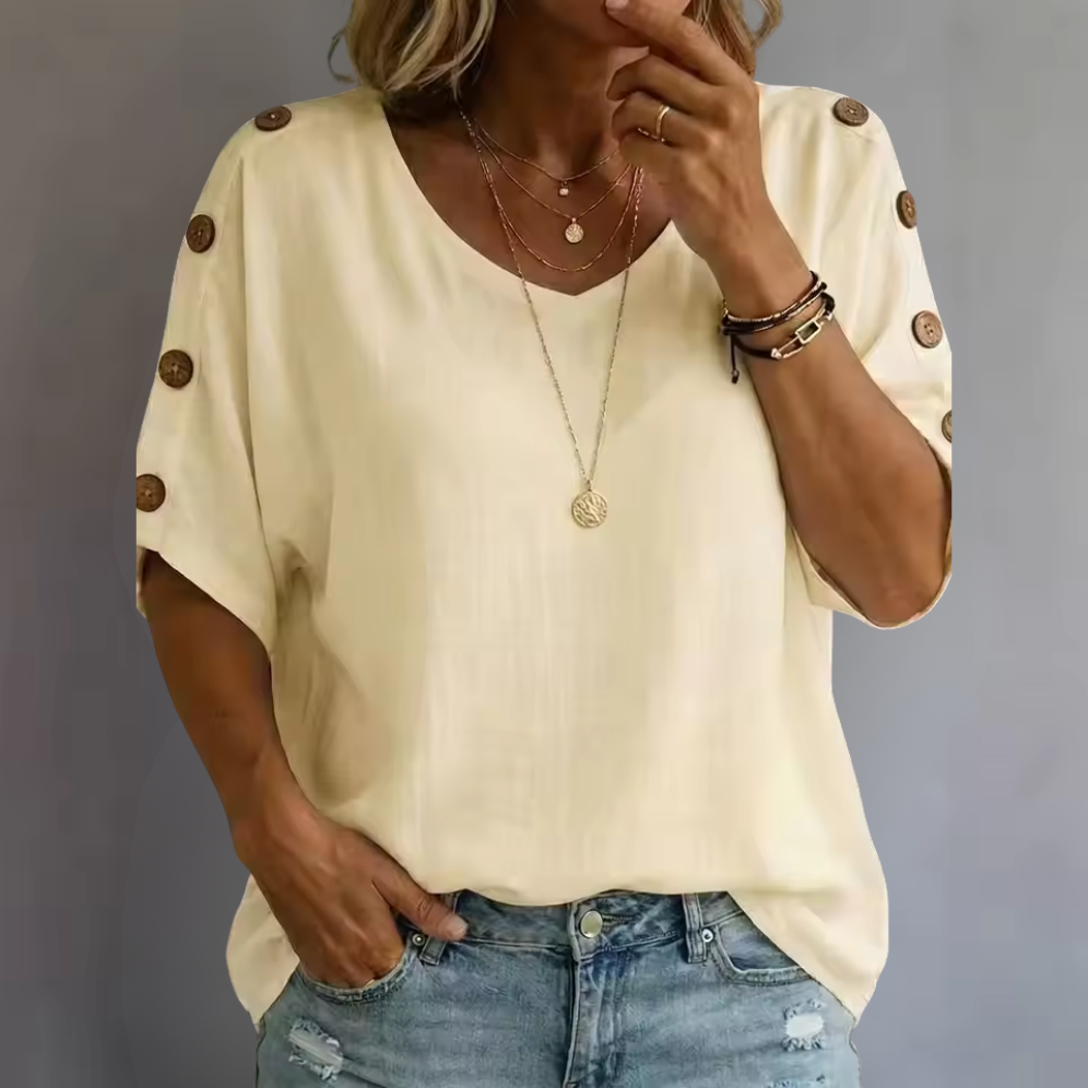 Bellie | Uvolněné tričko pro pocit pohody s knoflíkovou légou