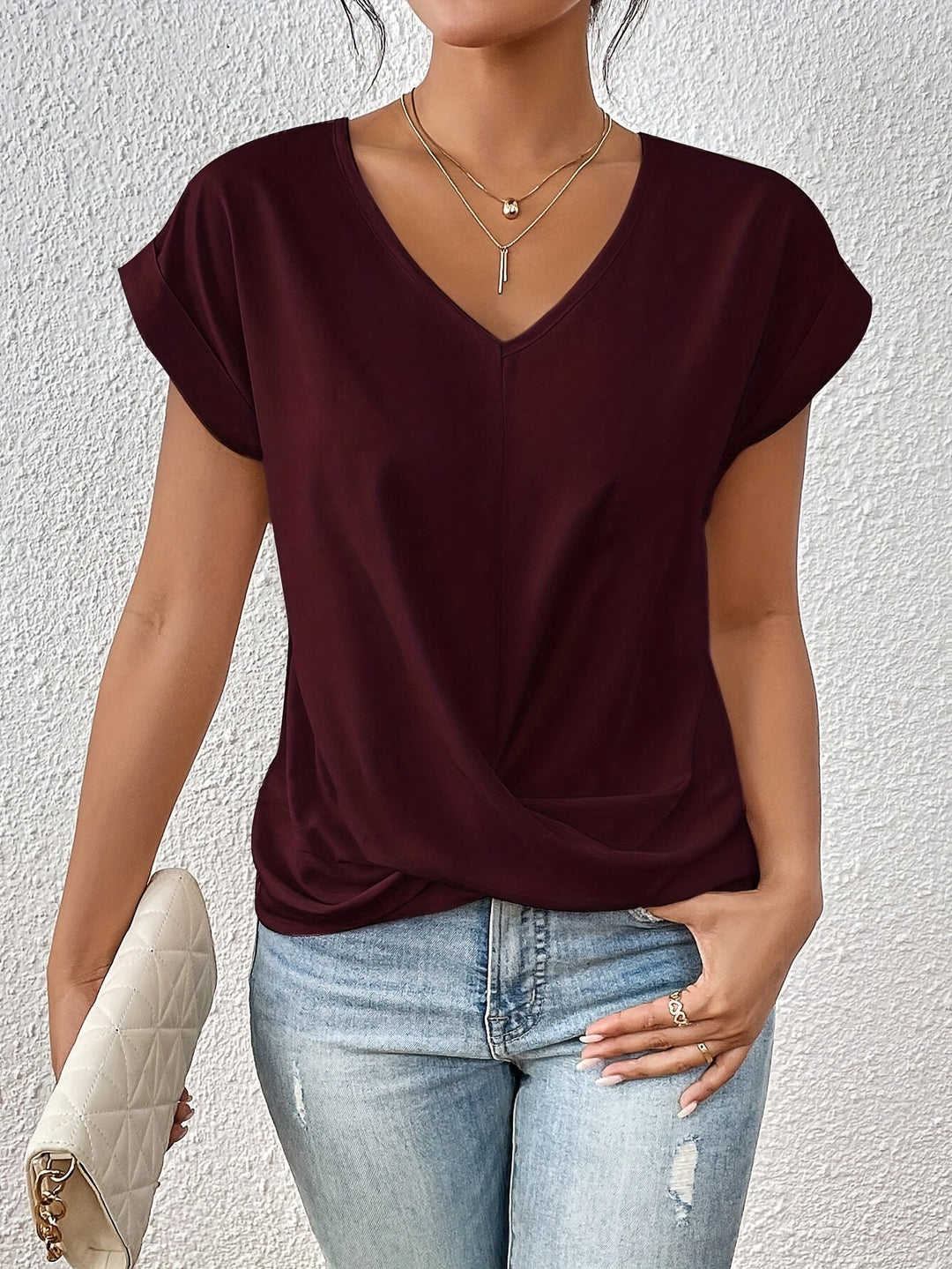 Cleo | Lässiges T-Shirt mit Sweetheart-Ausschnitt