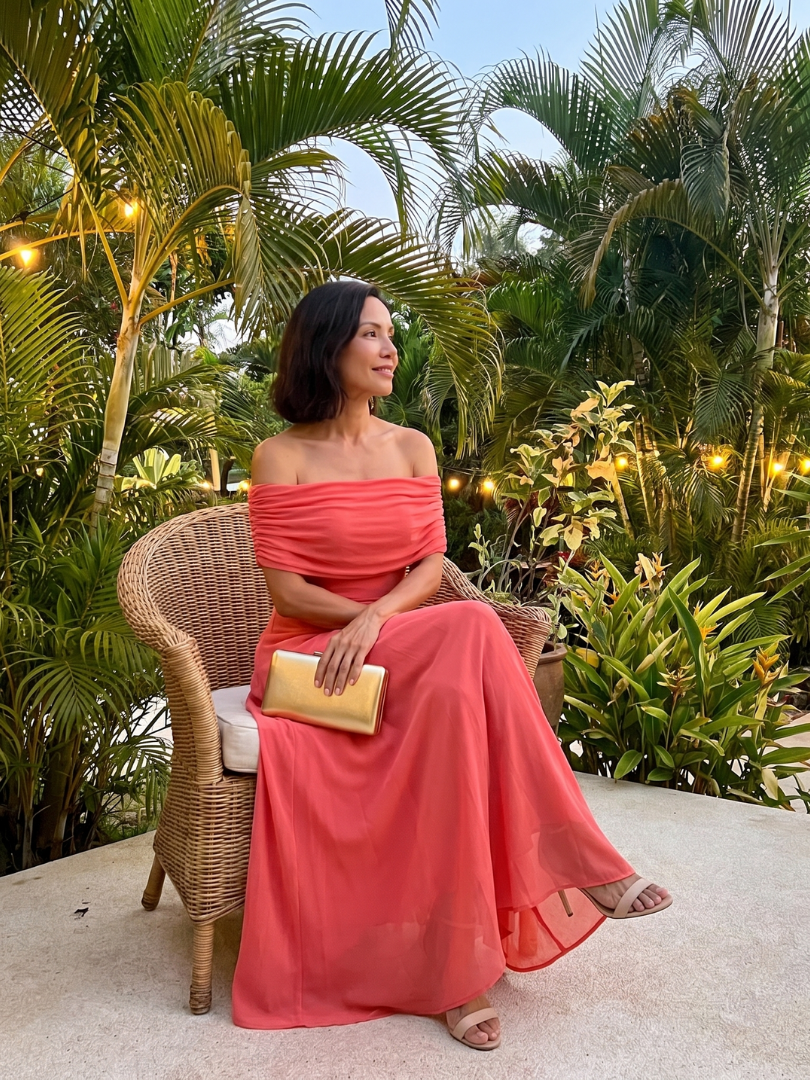 Juni | Off-shoulder drapované midi šaty