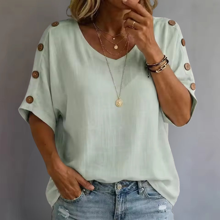 Bellie | Uvolněné tričko pro pocit pohody s knoflíkovou légou