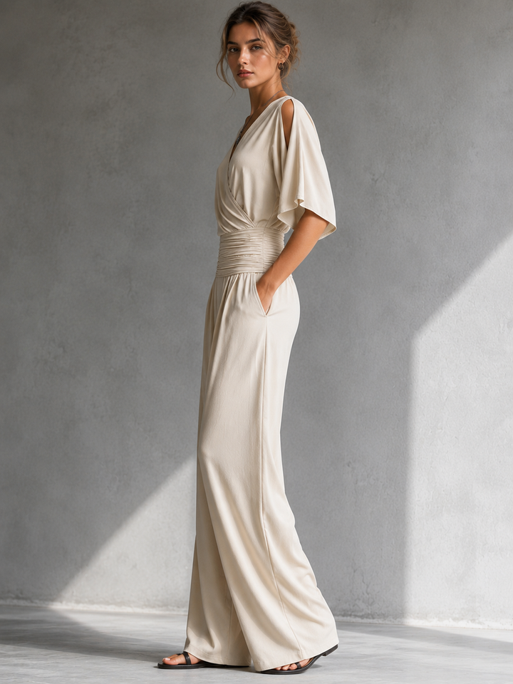 Alia | Elegantní komplet: zavinovací top a široké kalhoty