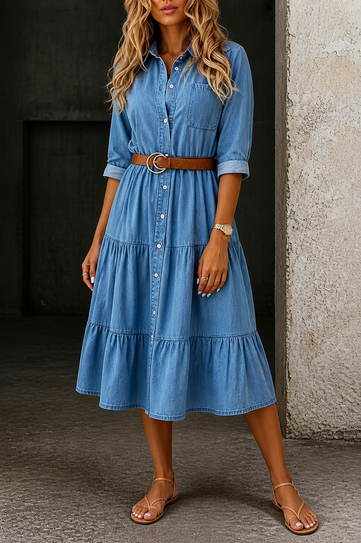 Barbara | Volnočasové elegantní džínové šaty