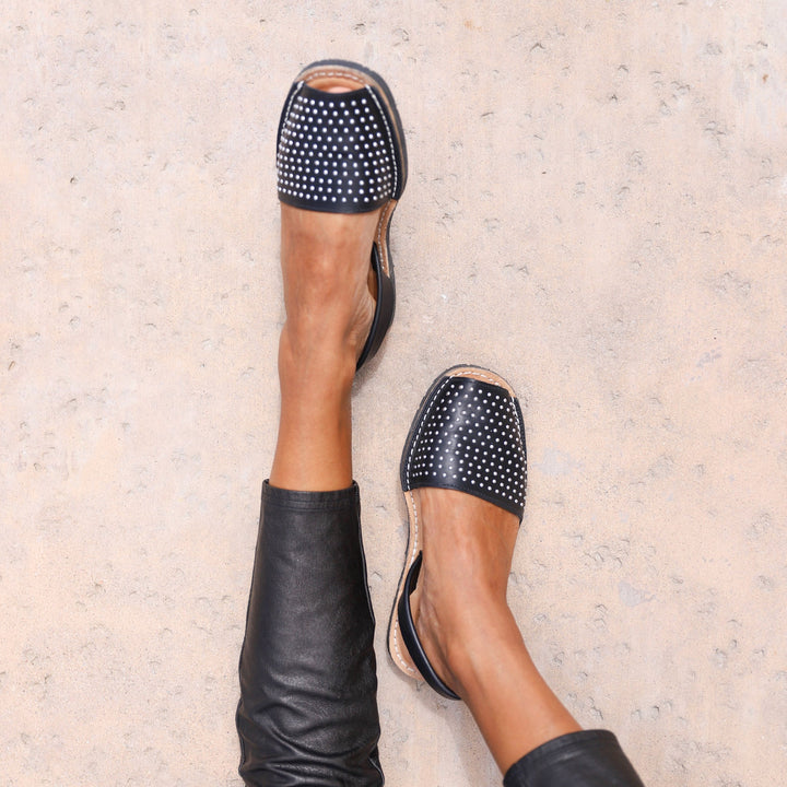Black studded sandals