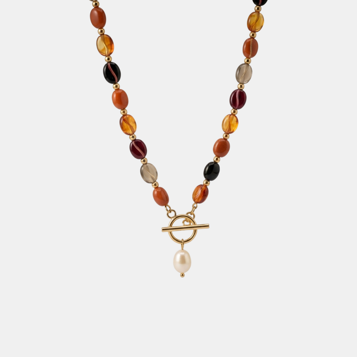 Mocha Bead Pearl Necklace