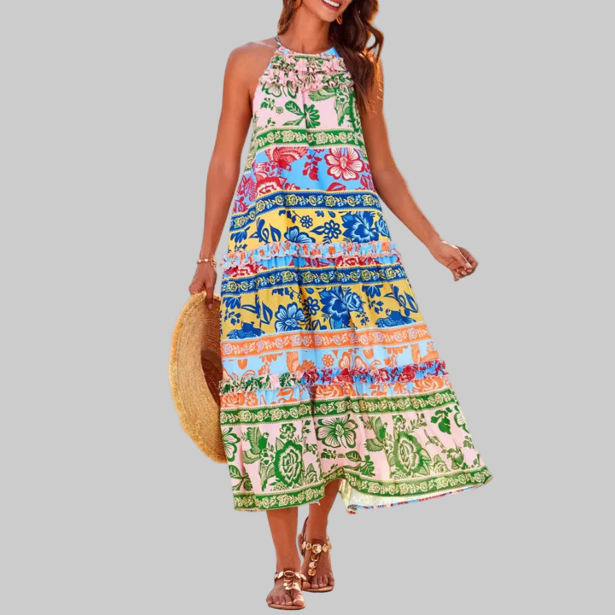 Juliette | Boho halter vrstvené maxi šaty