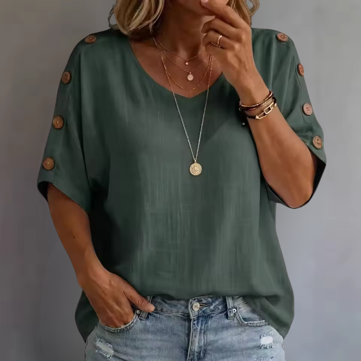 Bellie | Uvolněné tričko pro pocit pohody s knoflíkovou légou