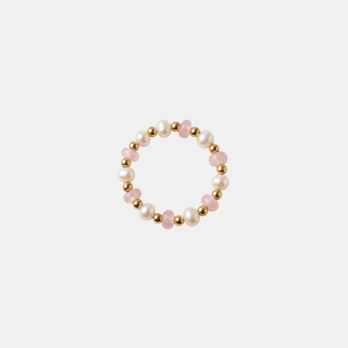 Pink Bead Pearl Ring
