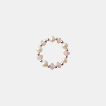 Pink Bead Pearl Ring