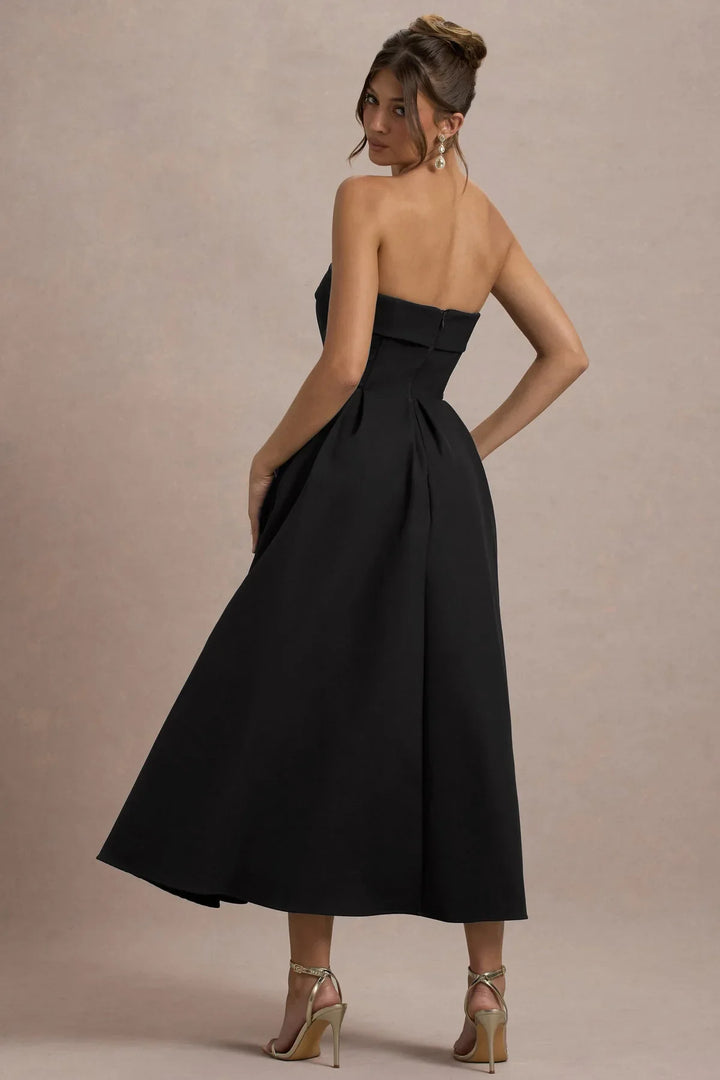 ANNE | Elegantní midi šaty s odhalenými rameny