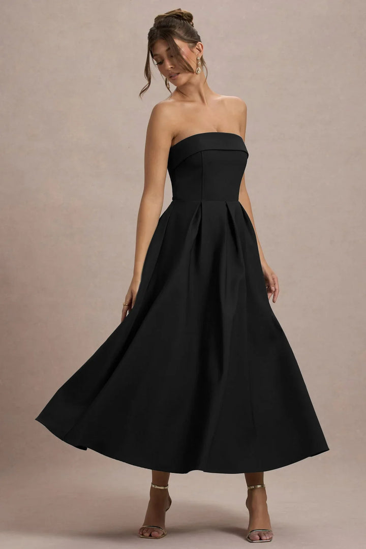 ANNE | Elegantní midi šaty s odhalenými rameny
