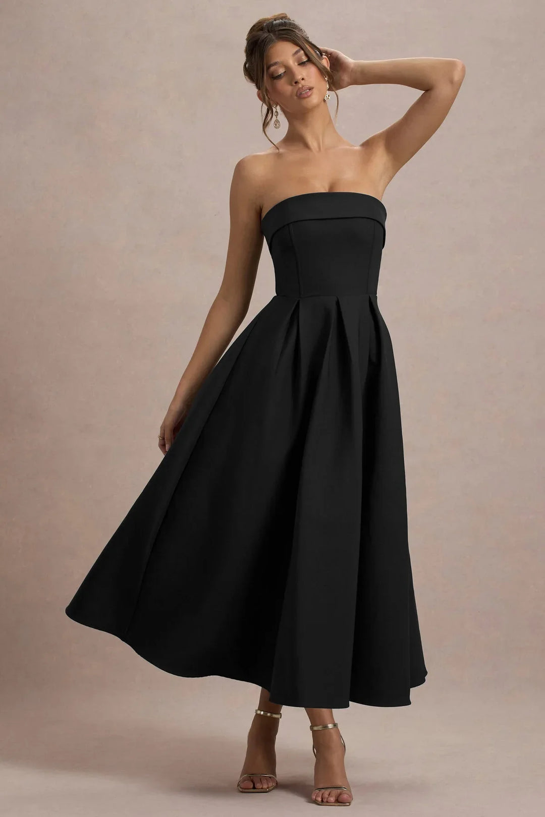 ANNE | Elegantní midi šaty s odhalenými rameny