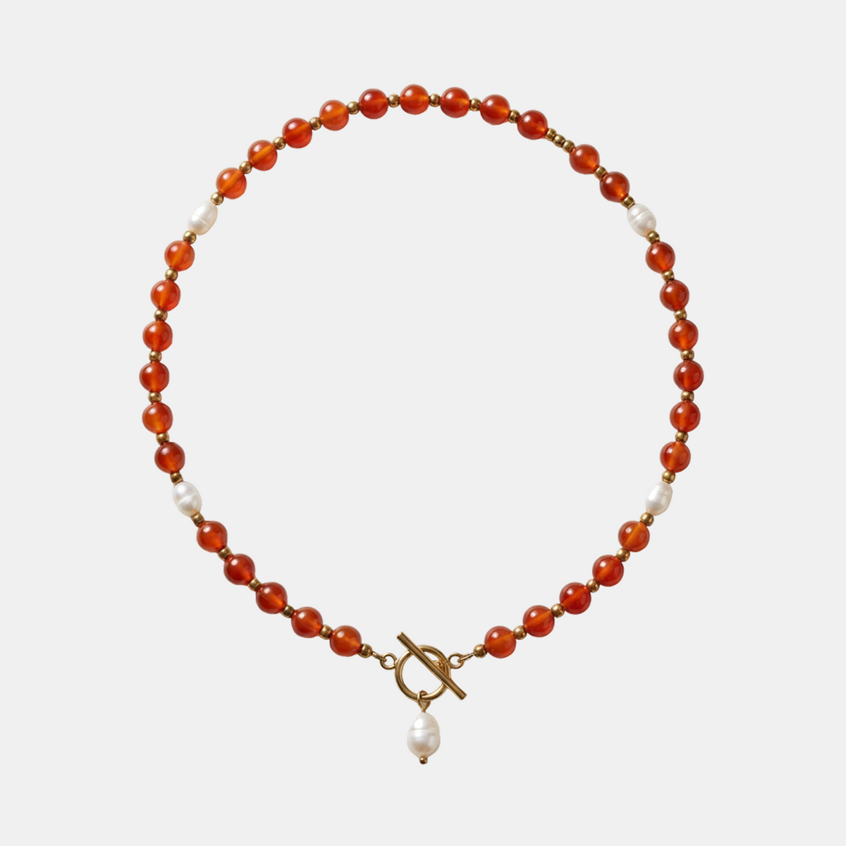 Sunset Carnelian Pearl Necklace