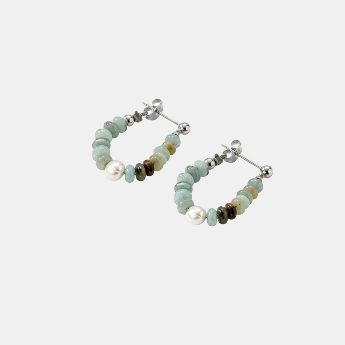 Turquoise Bead Pearl Hoops