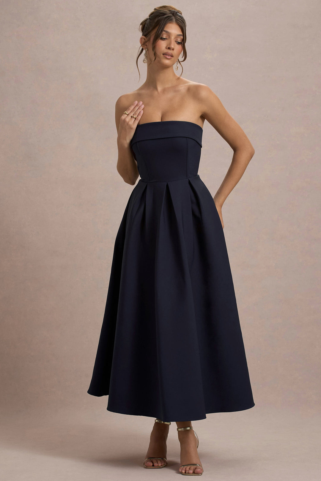 ANNE | Elegantní midi šaty s odhalenými rameny
