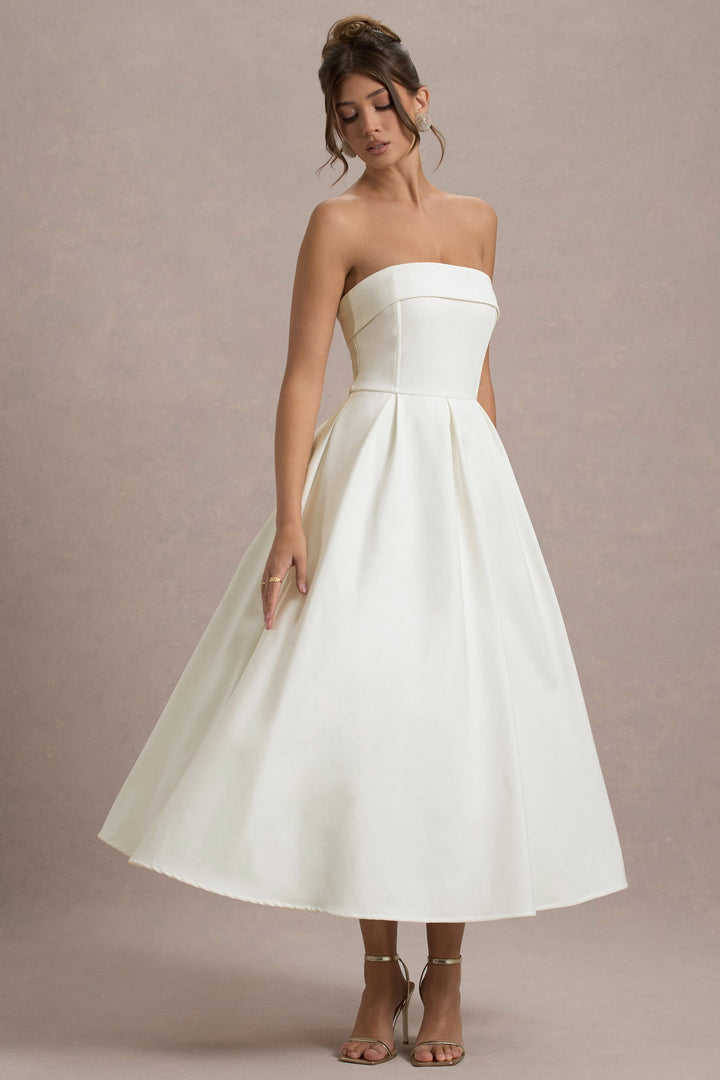 ANNE | Elegantní midi šaty s odhalenými rameny
