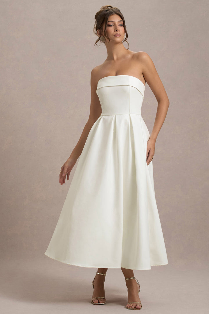 ANNE | Elegantní midi šaty s odhalenými rameny