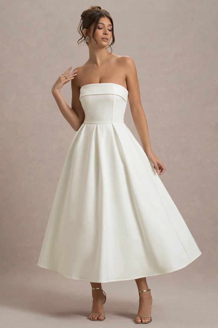 ANNE | Elegantní midi šaty s odhalenými rameny