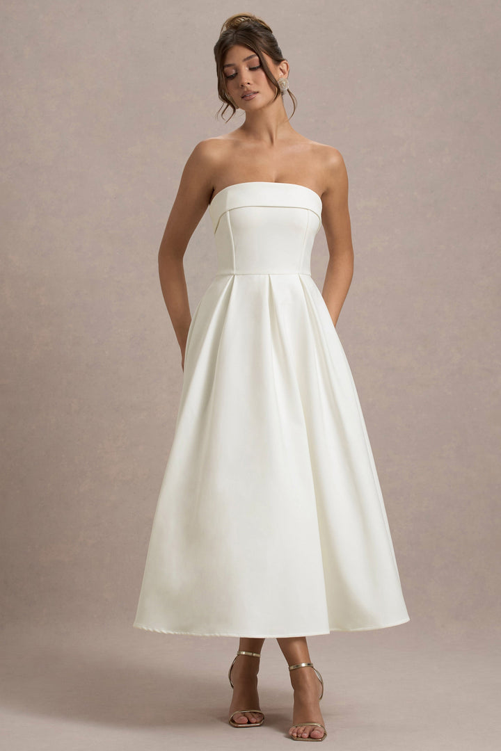 ANNE | Elegantní midi šaty s odhalenými rameny