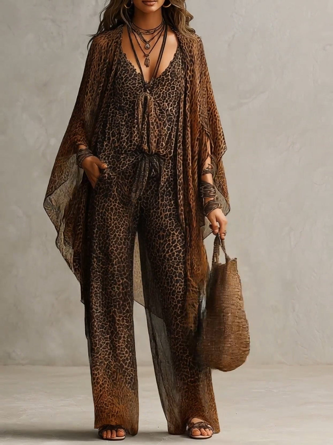 Rosalie | Třídílný luxusní komplet s leopardím vzorem
