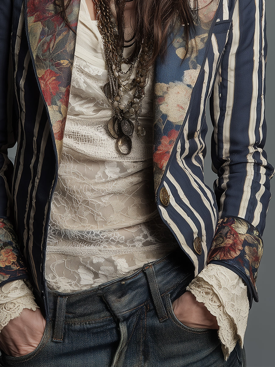 Cindy | Bohemský pruhovaný blazer