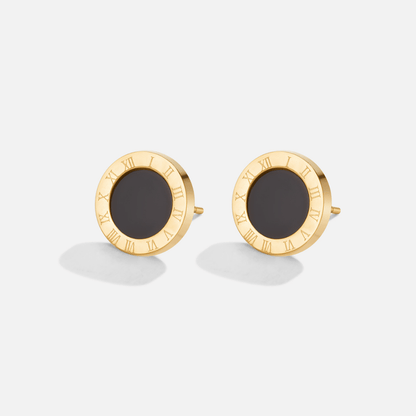 Azalea Black Button Stud Earrings
