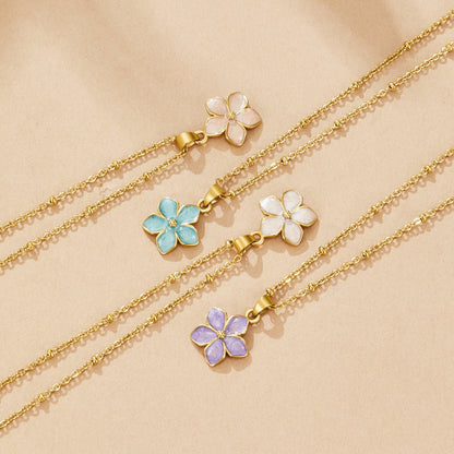 Blush Pink Sakura Bloom Gold Necklace