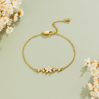 Crystal Flower Gold Bracelet