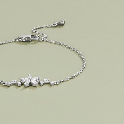 Crystal Flower Silver Bracelet