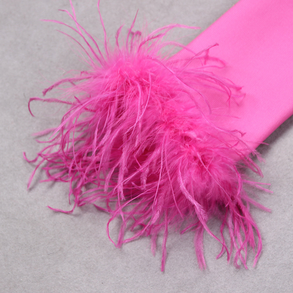 Faelina Feather-Trim Mini Dress