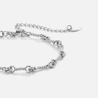 Figaro Silver Knot Chain Bracelet