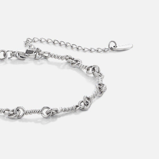 Figaro Silver Knot Chain Bracelet