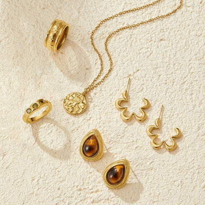 Geometric Gold Flower Hoop Earrings