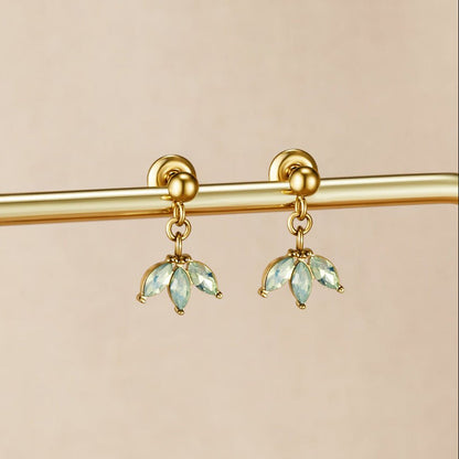 Gold Marquise Petal Drop Earrings