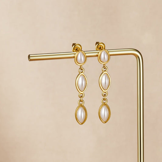Gold Serena Pearl Drop Earrings