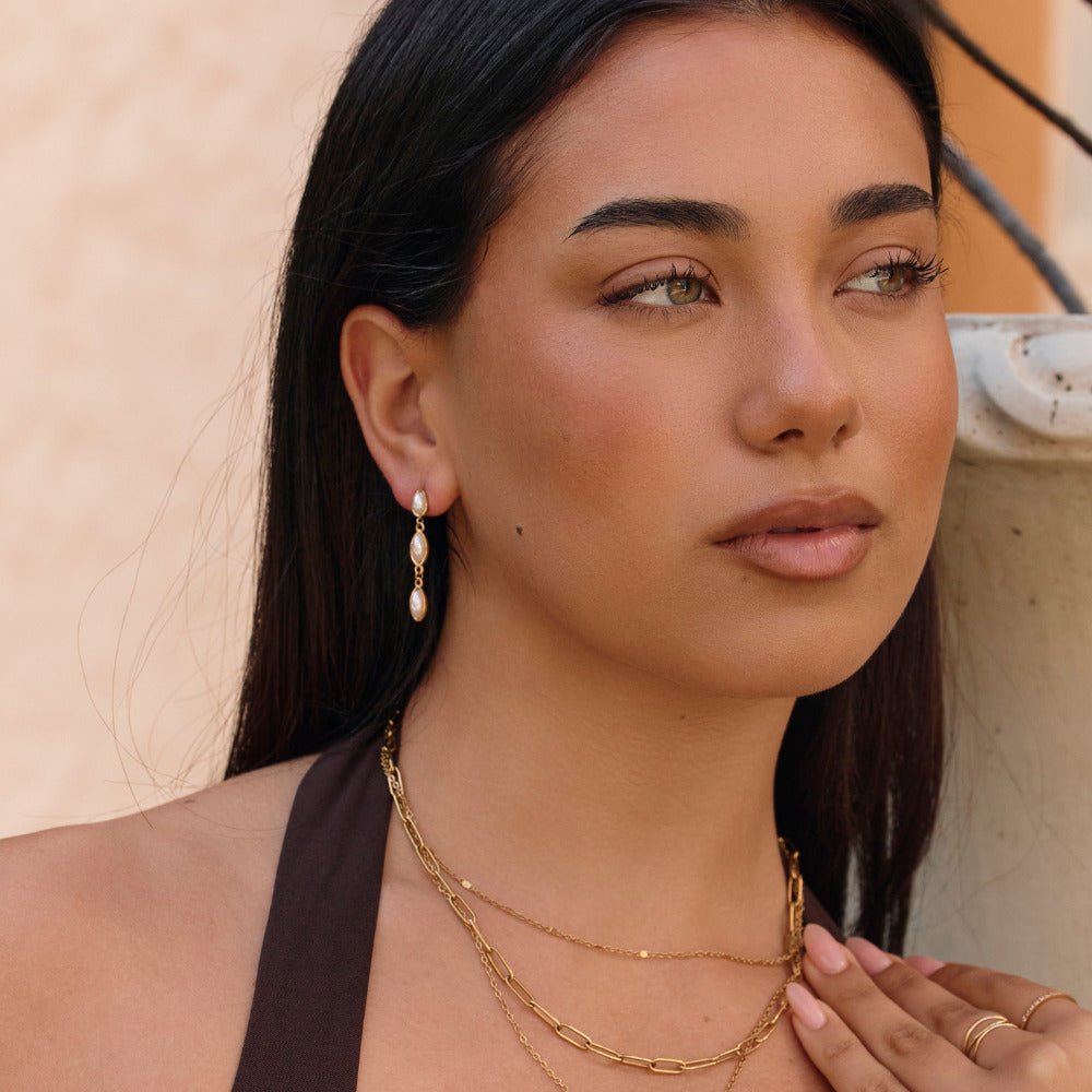 Gold Serena Pearl Drop Earrings