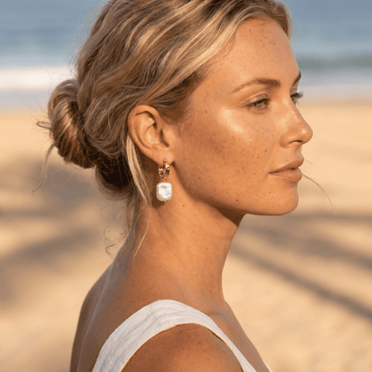 Pearl Charm Hoops
