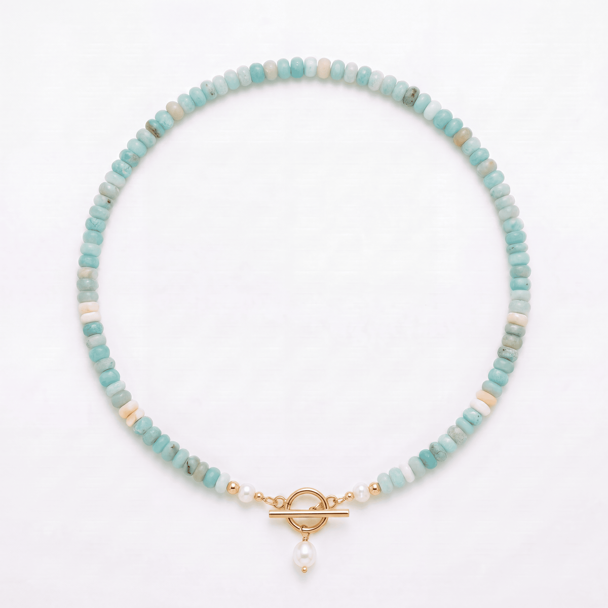 Turquoise Bead Pearl Necklace