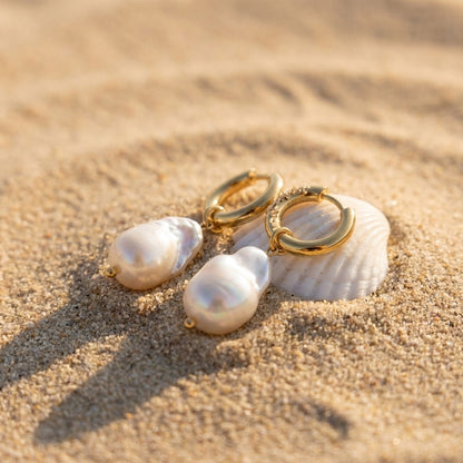 Baroque Pearl Hoops
