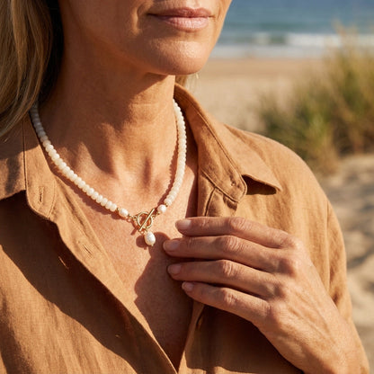 White Bead Pearl Necklace